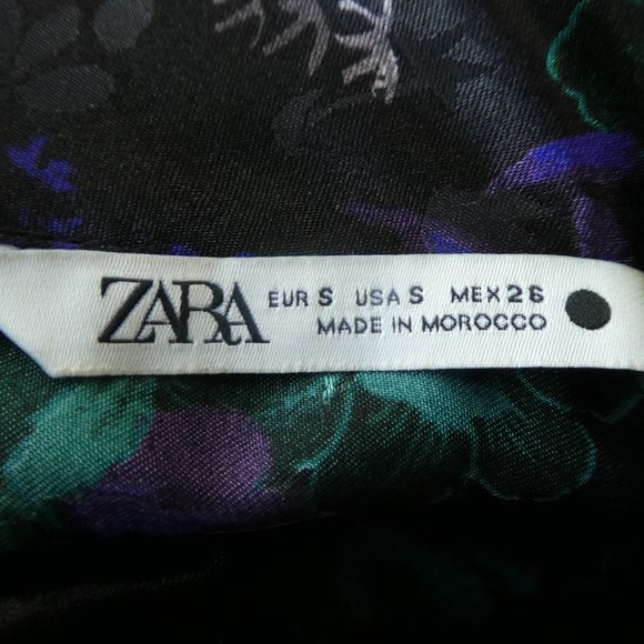 Zara Asian Flower Pagoda Dress Mock Neck Button Back Balloon Sleeve Faux Wrap S - Picture 9 of 9